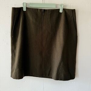 Lord & Taylor Khaki Wool Blend Mini Skirt